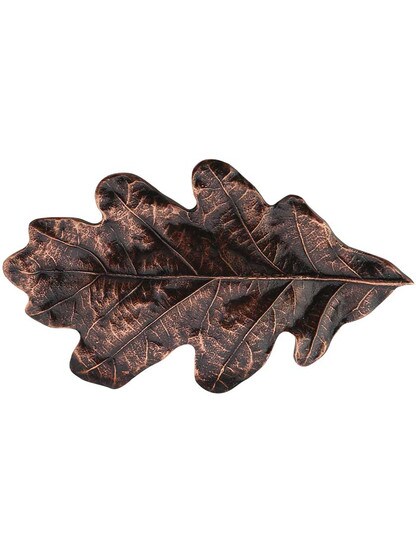 Oak Leaf Bin Pull in Antique Copper.